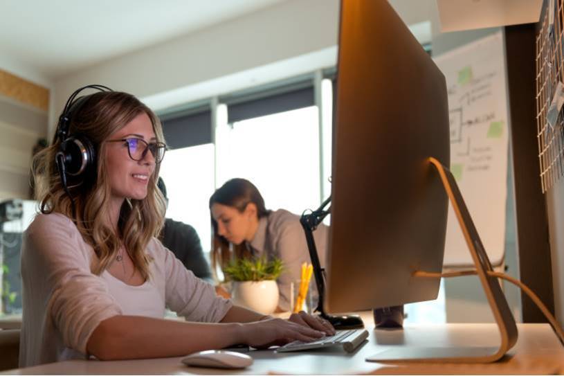 Woman working on the computer