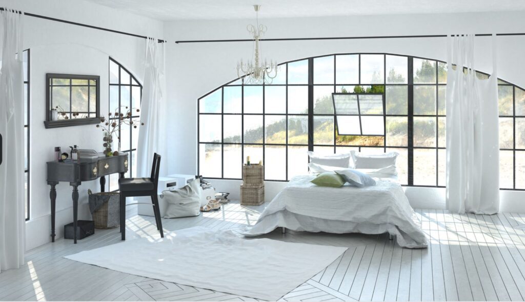 White-themed bedroom