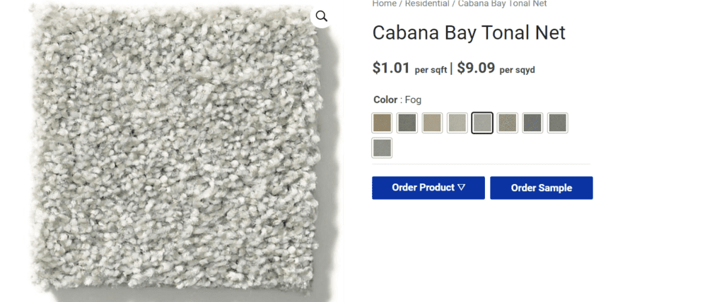 Cabana carpet swatch with details